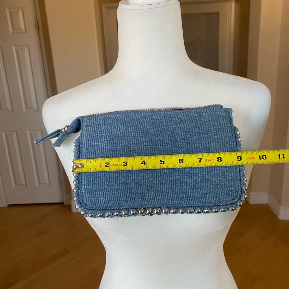 Forever 21 Denim Clutch with Silver Studded Accents - Picture 2 of 9